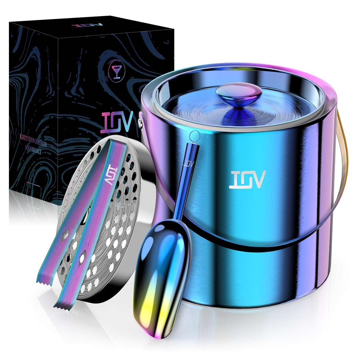 IOV cubeta de hielo con tapa de 3 L para fiestas y bebidas frías