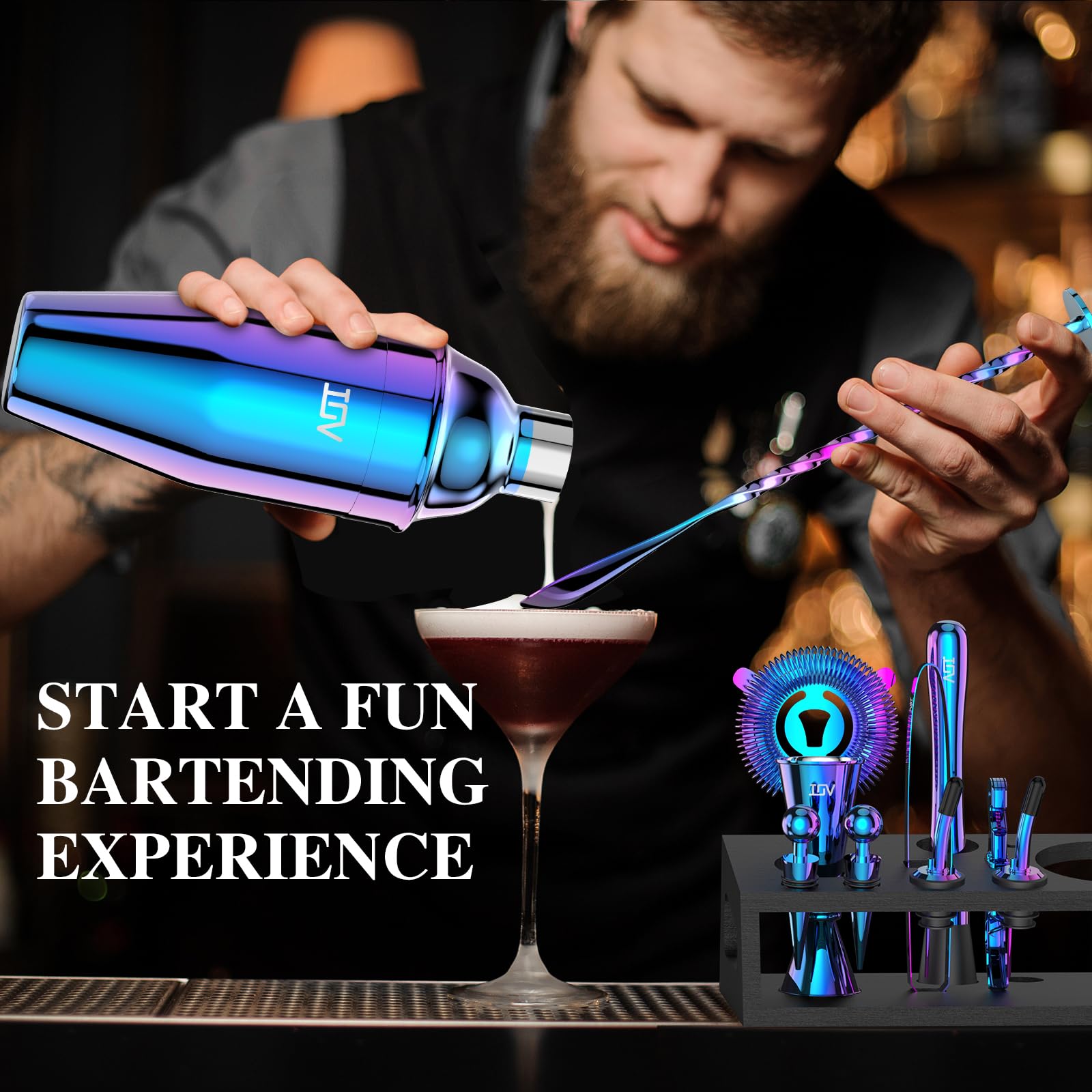 IOV Mixology soporte de bambú, elegante y práctico para herramientas.