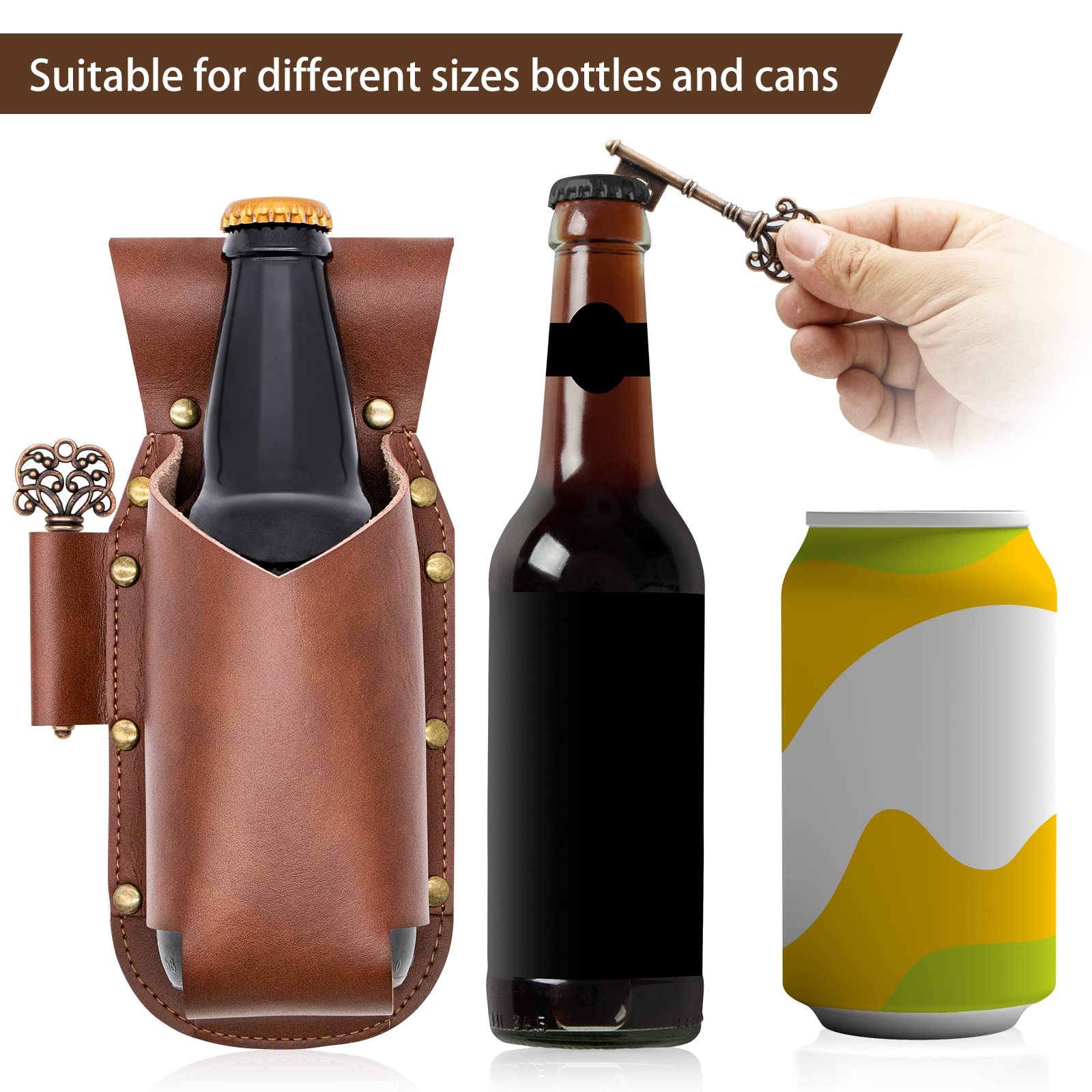iPihsius porta cervezas en cuero PU 2 piezas resistentes