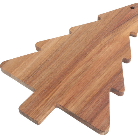 iplusmile Tabla corta árbol navideño de acacia, ideal para cortar quesos y decorar la mesa