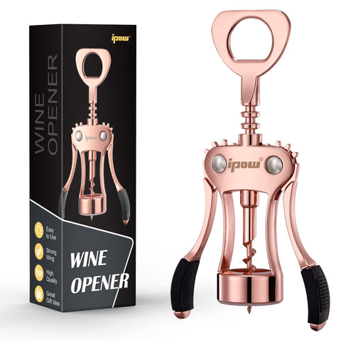IPOW abre vino con aleación de zinc en rosa, robusto para uso diario.