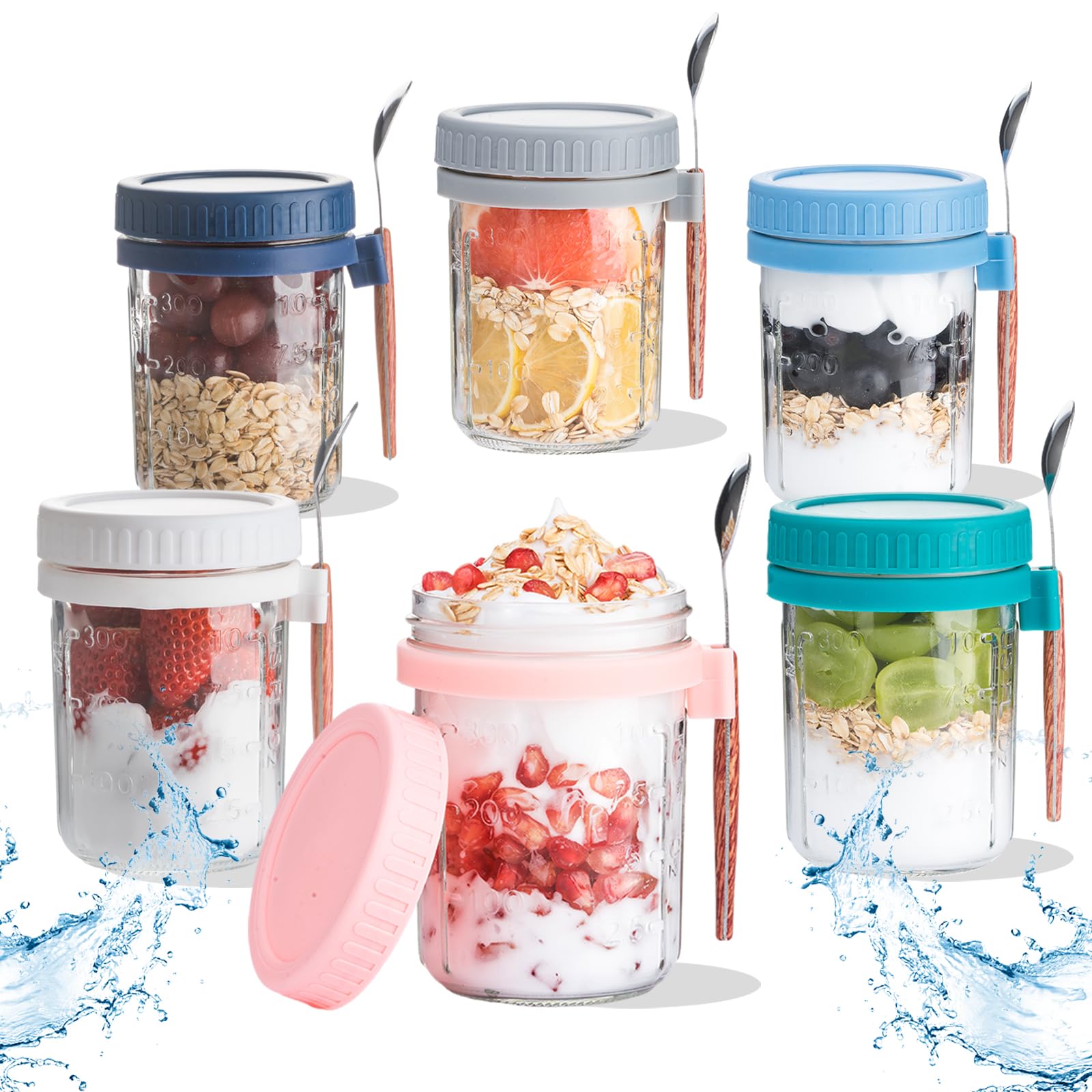Ipukr tarros de vidrio transparentes 16 onzas para ver ingredientes y frescura.
