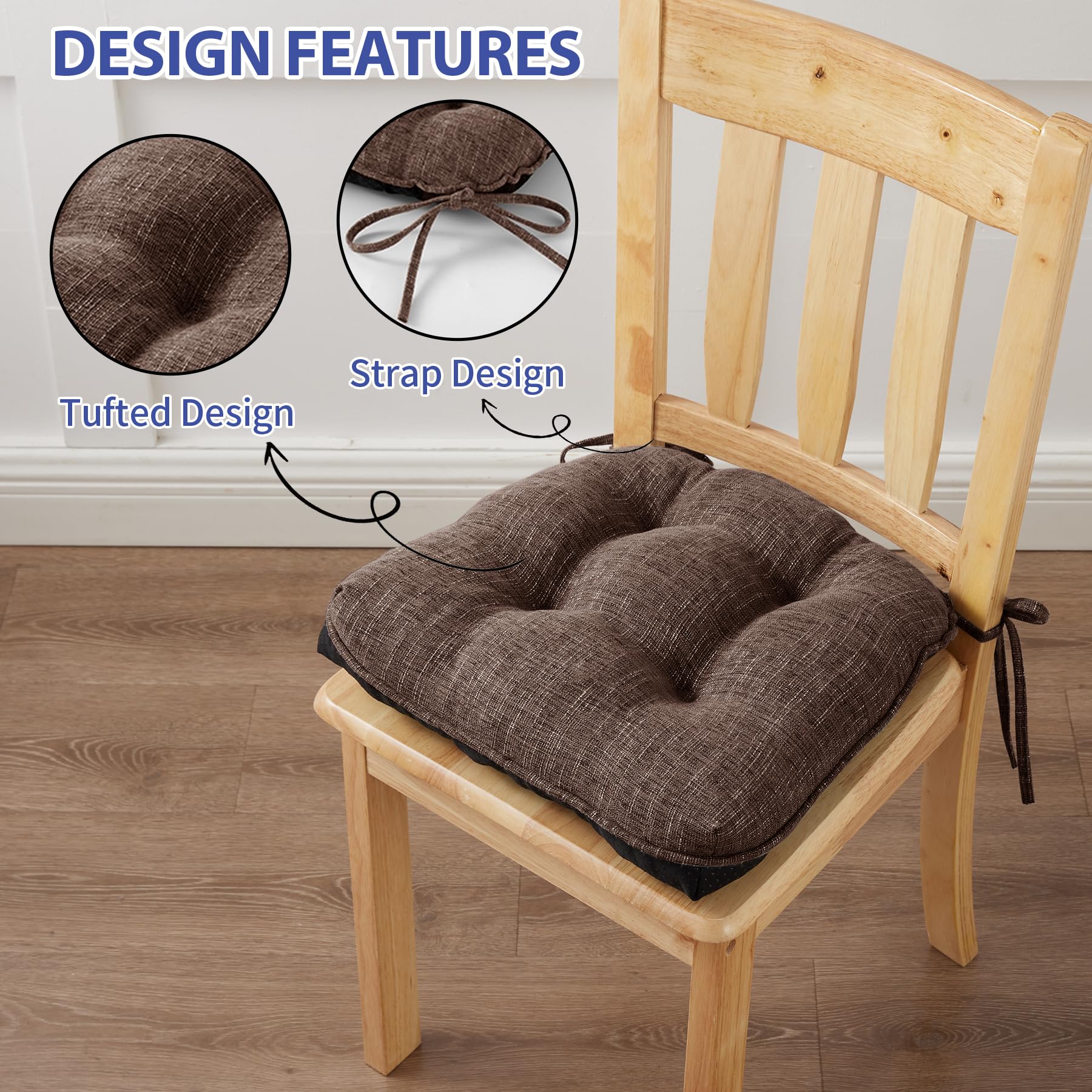 IPYNBAP cojín silla comedor lazos integrados: ajuste seguro