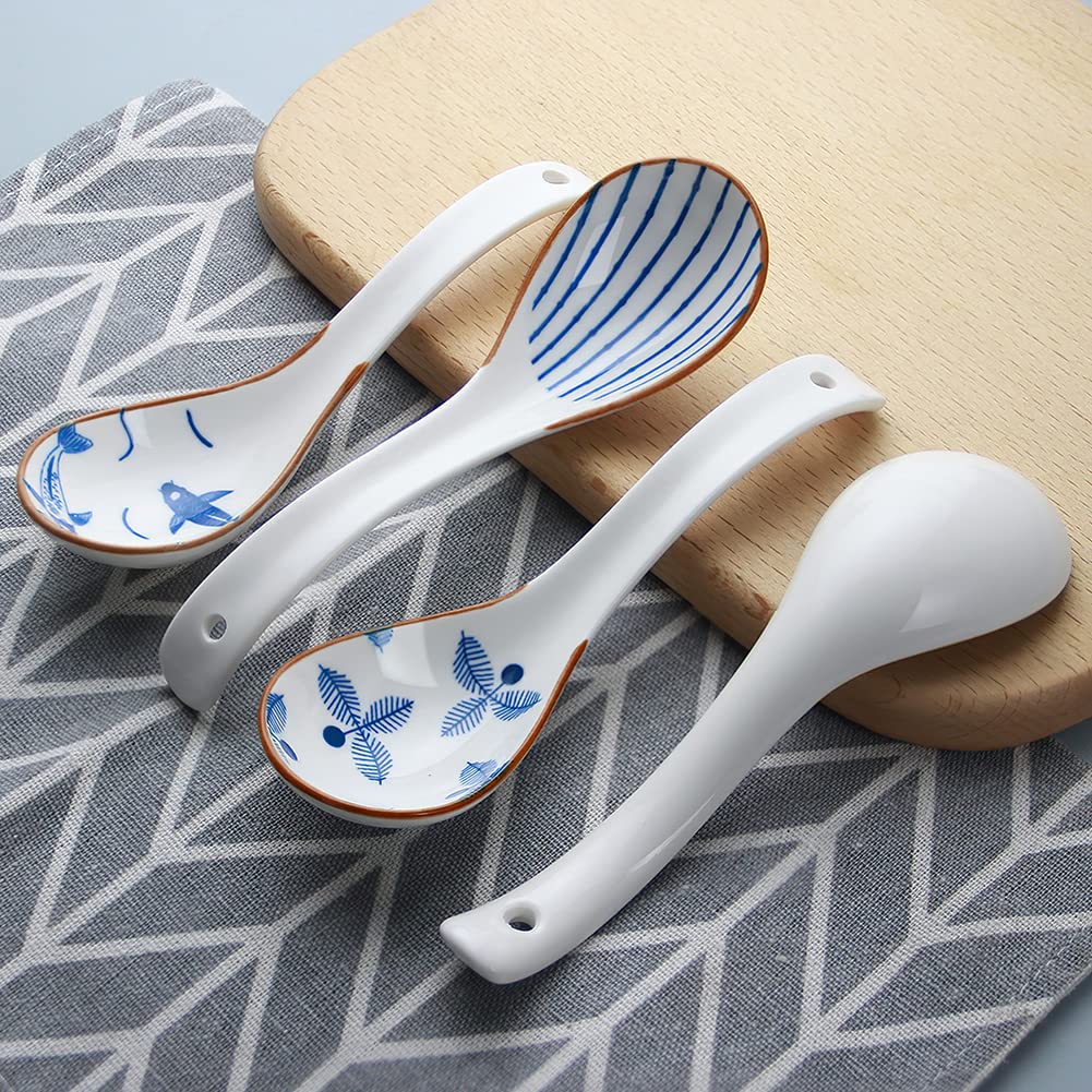 IQCWOOD conjunto de 4 cucharas de sopa cerámicas, elegante y resistente