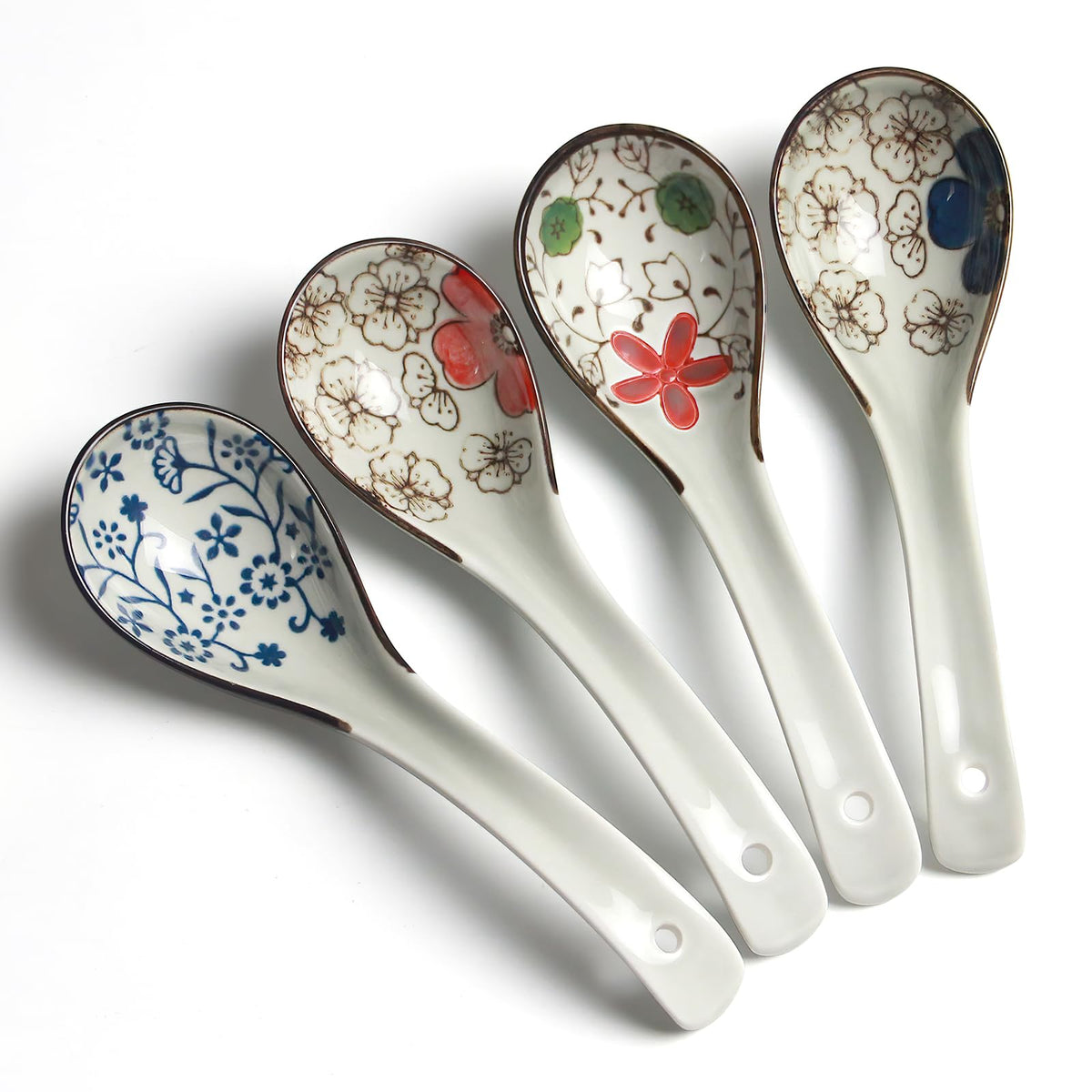 IQCWOOD cuchara-sopa cerámica estilo japonés marrón, ideal para caldos elegantes