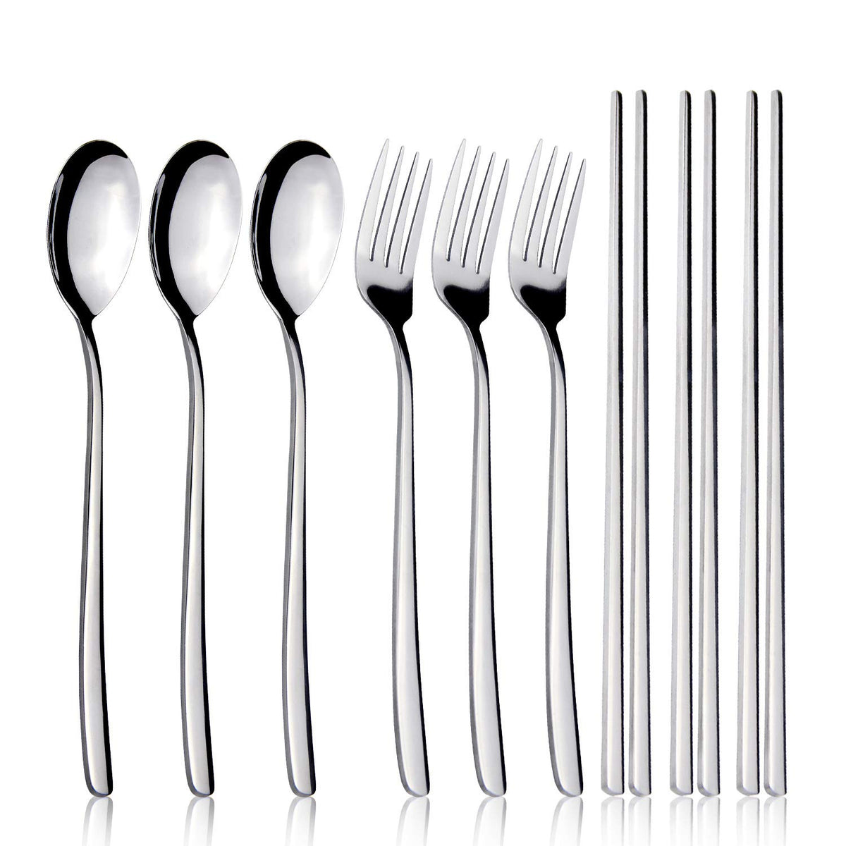 IQCWOOD set de cubiertos coreanos de 3 pares para uso diario.