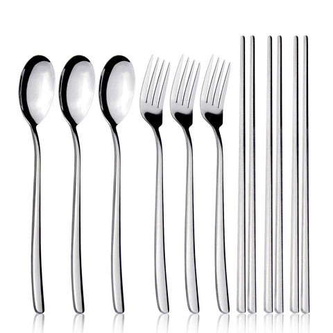 IQCWOOD set de cubiertos coreanos de 3 pares para uso diario.