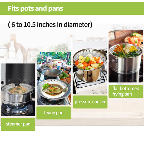 IQworks vaporera plegable, patas altas para evitar que el agua moje la comida.