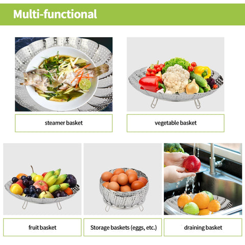 IQworks vaporera plegable, uso múltiple para verduras, pasta y huevos.