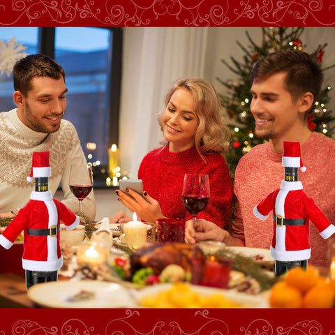 Irenare: capa de Santa para botella de vino, ideal como regalo festivo.