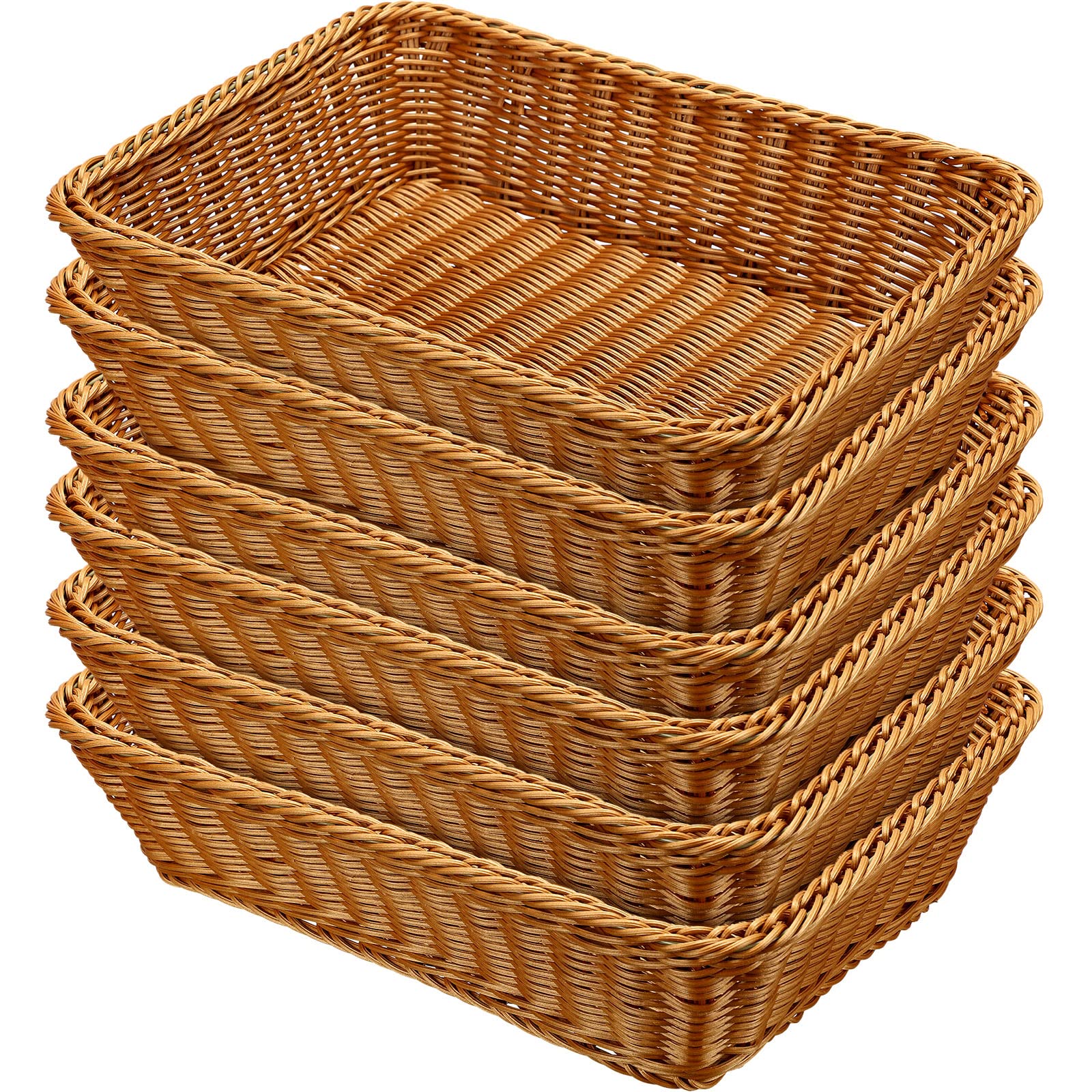 Irenare cestas pan mimbre sintético para servir pan fresco en la mesa.