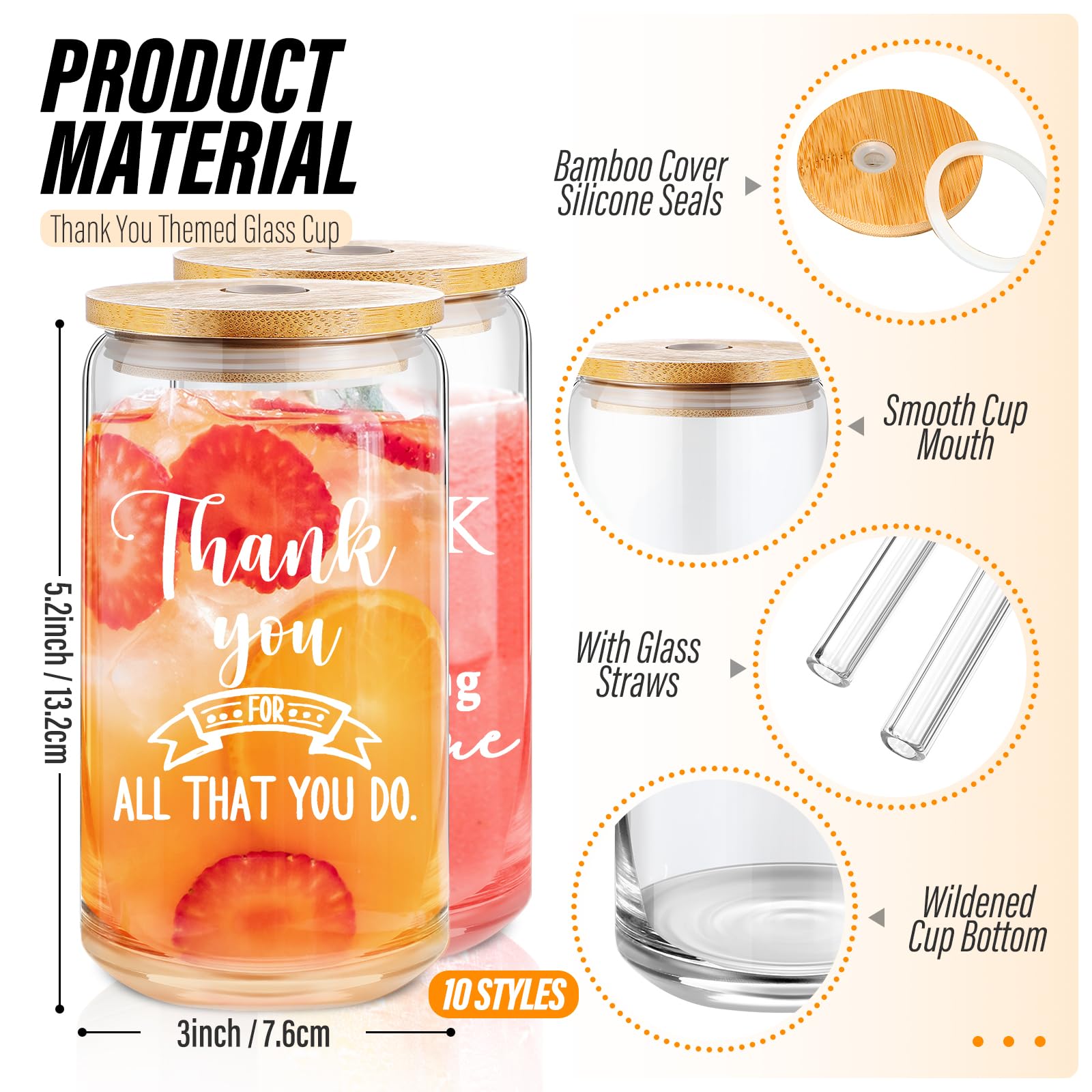 Irenare vaso cristal con pajilla de vidrio borosilicatado, diseño inspirador
