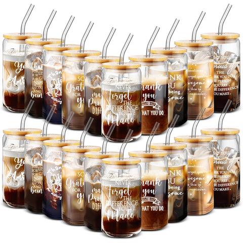Vaso en lata Irenare de 16 oz con tapa de bambú y pajilla para bebidas