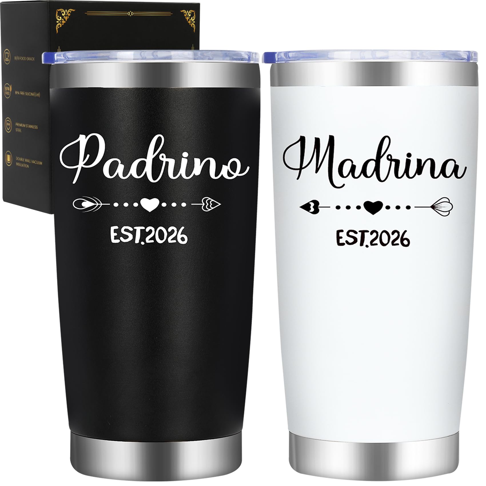 Iridesc taza aislada 20 oz para padrinos, ideal para bautizo