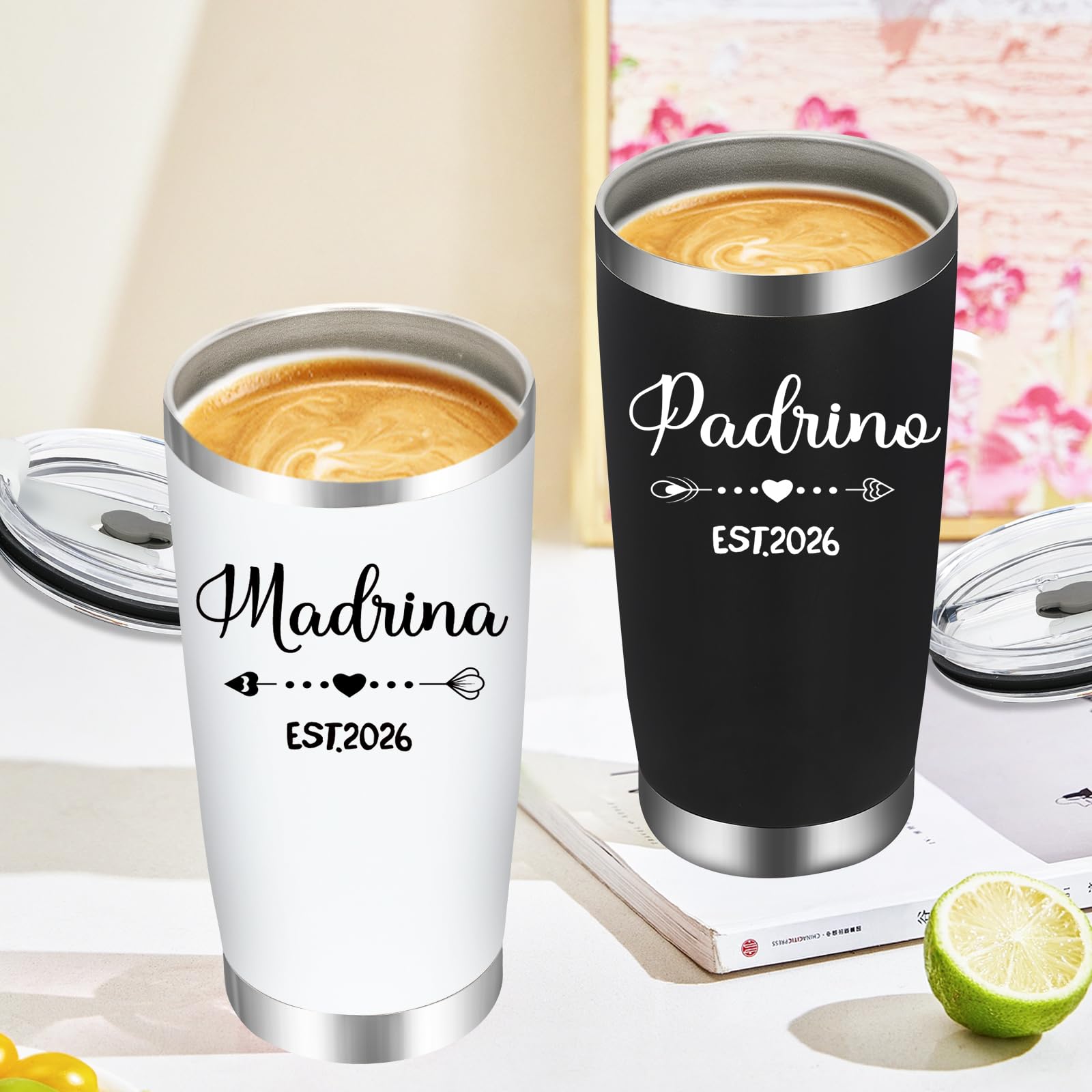 Iridesc taza aislada con diseño Est 2026, regalo significativo