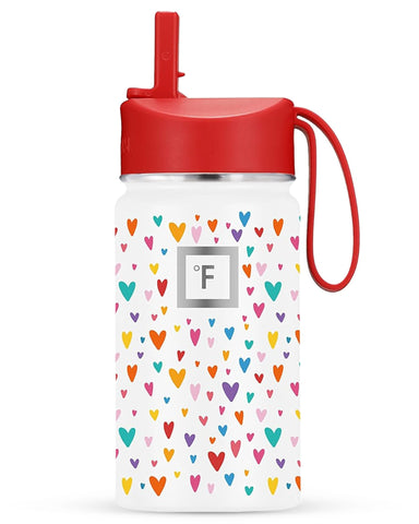 IRON °FLASK botella infantil con diseño arcoíris y corazones para bebidas refrescantes