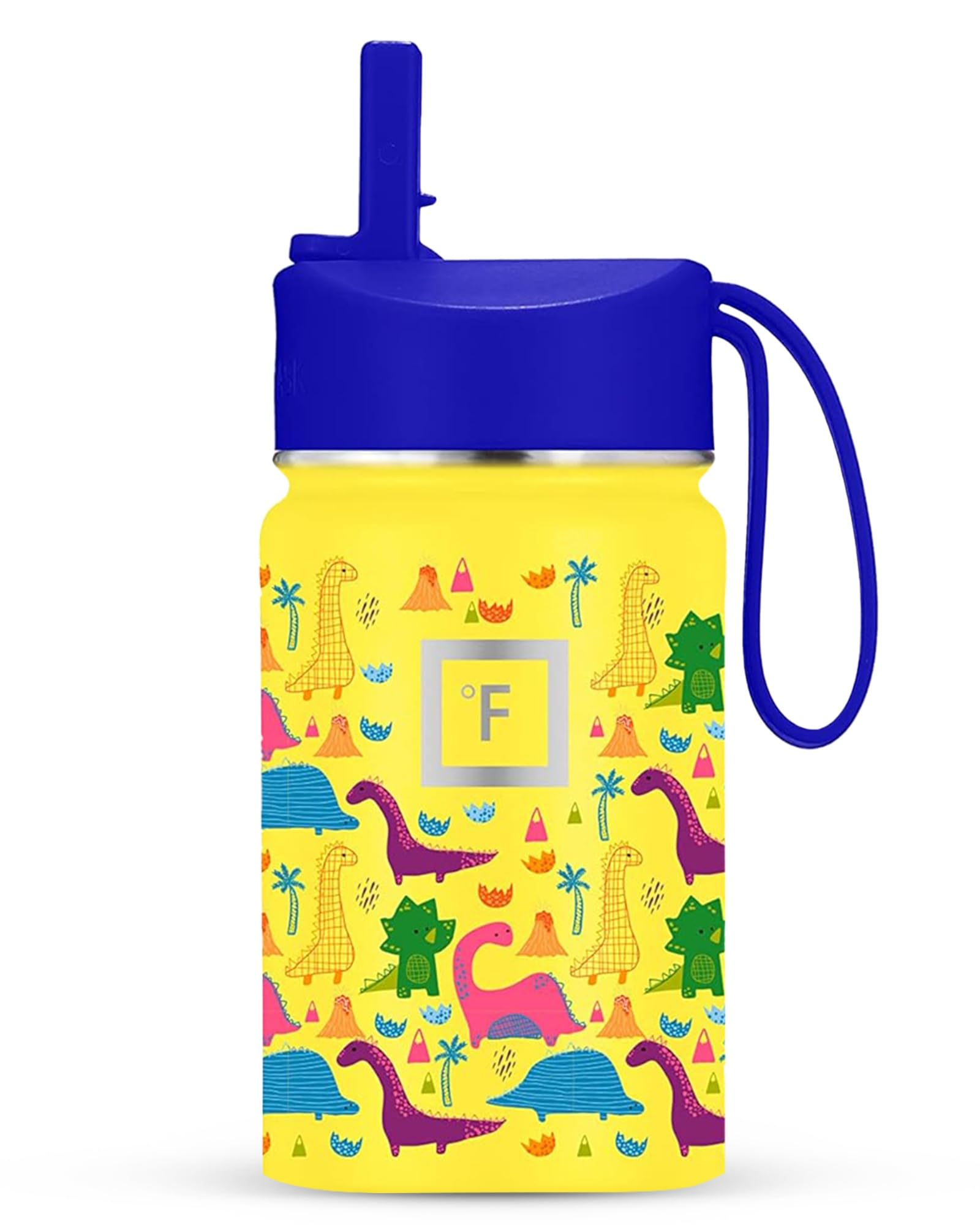 IRON °FLASK botellita para niños, vista frontal, Dino Mates para uso diario seguro y duradero.