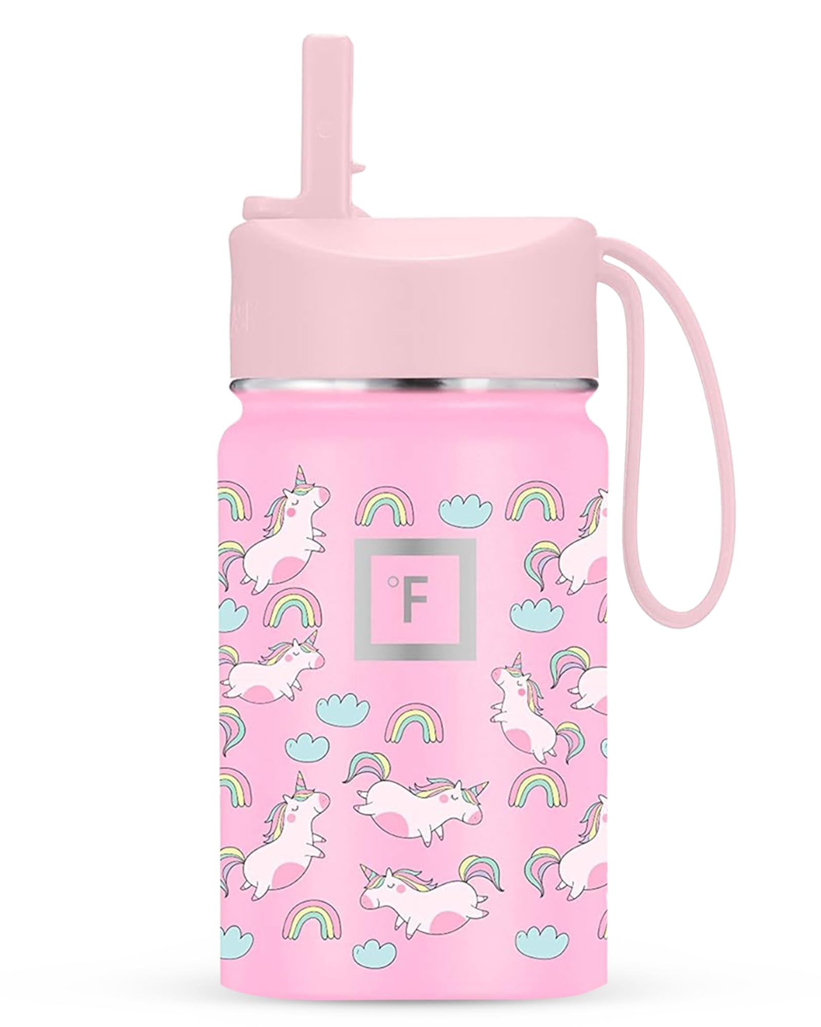 Botella IRON °FLASK infantil con tapa-pajita, fácil de llevar en la mochila.