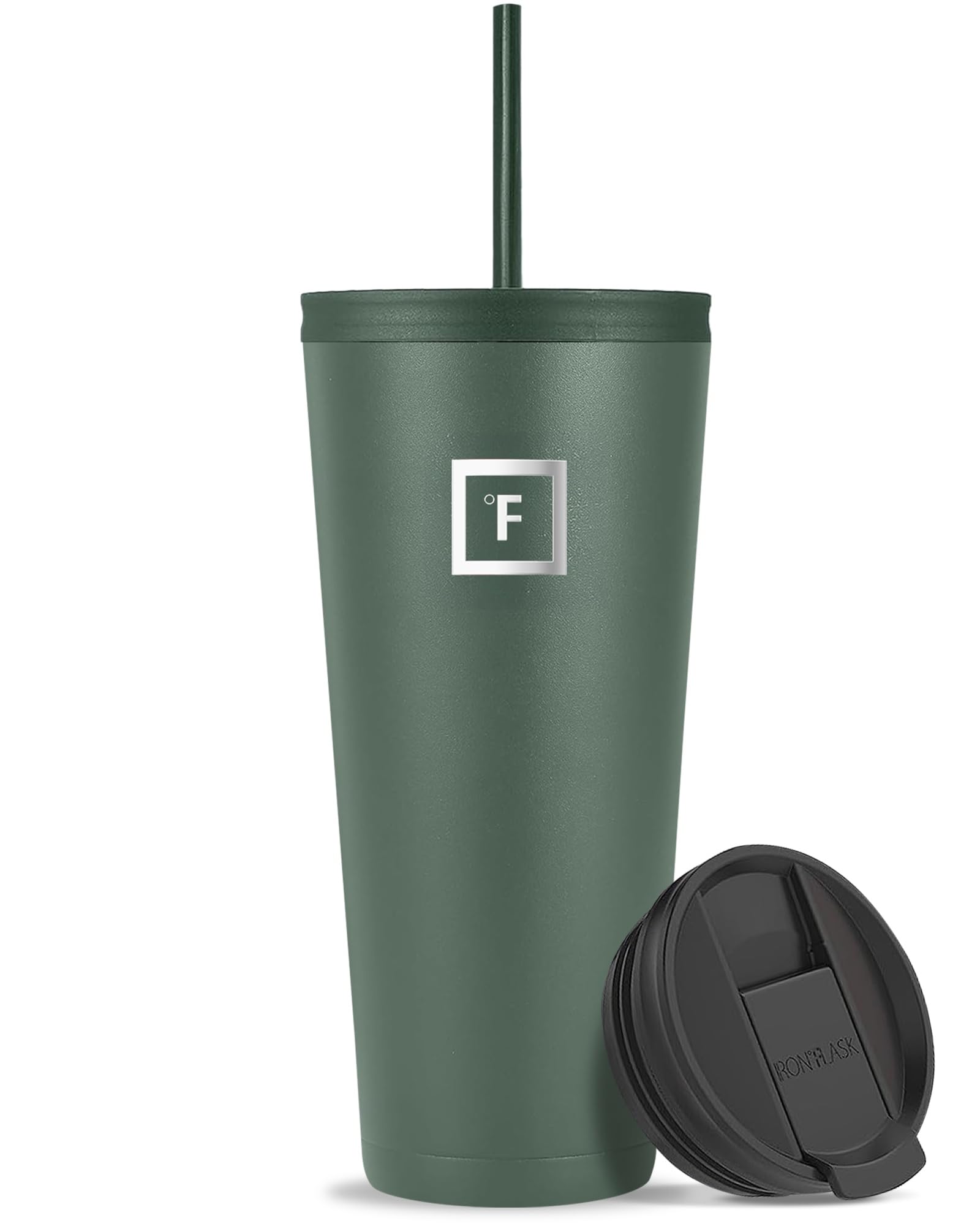 Iron °FLASK Clasico Tumbler Sage: cuerpo robusto y acabado en polvo duradero.