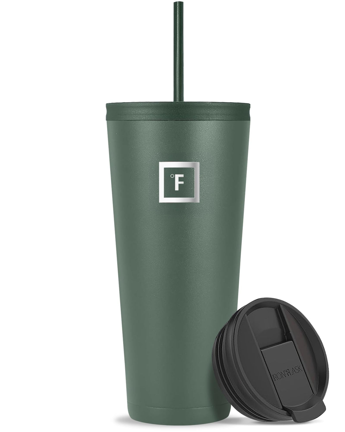 Iron °FLASK Clasico Tumbler Sage: cuerpo robusto y acabado en polvo duradero.