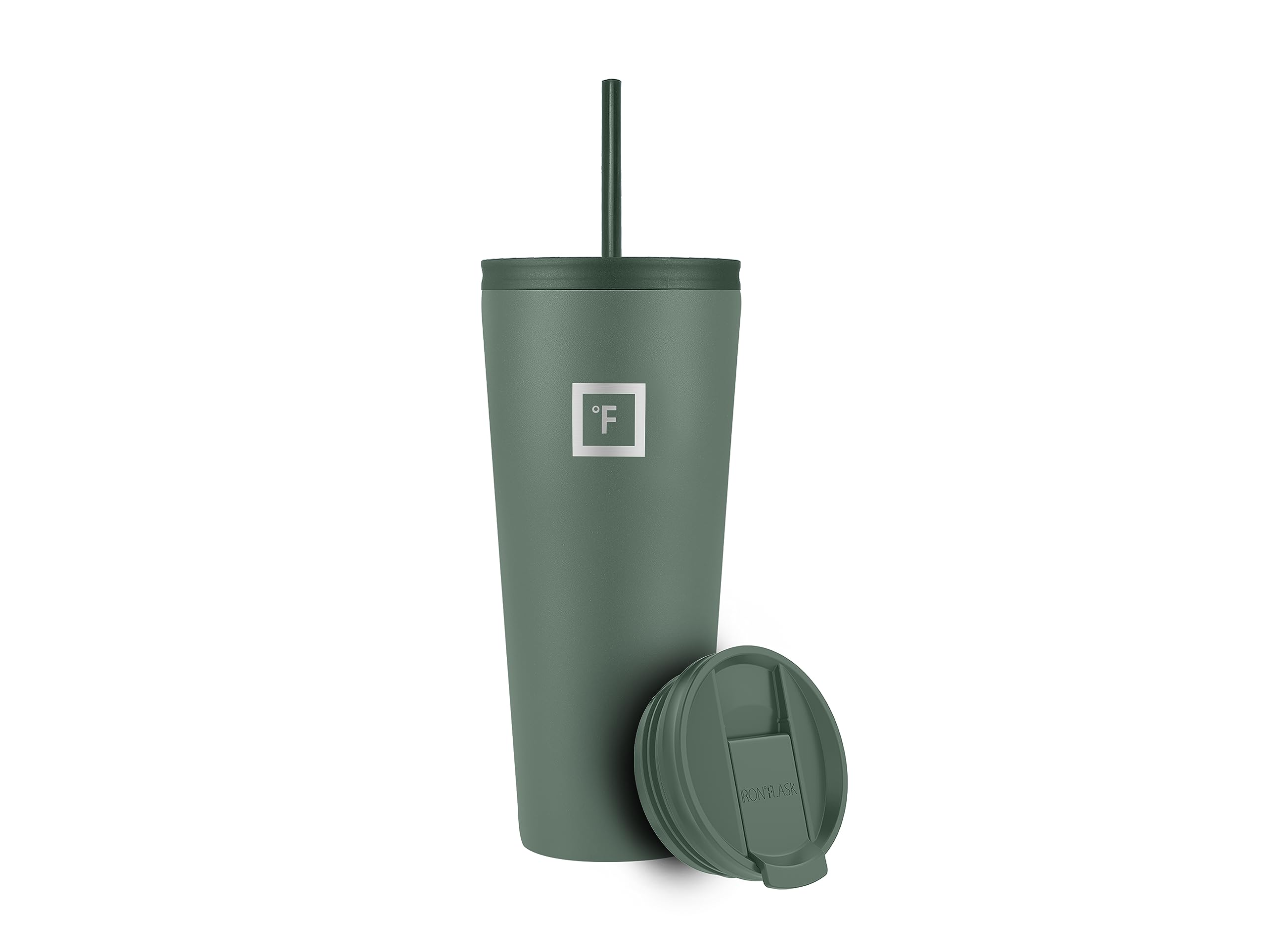 Iron °FLASK Clasico Tumbler Sage: logo laser en la tapa para un toque elegante.