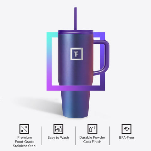 IRON °FLASK Co-Pilot acero-inoxidable lavanda-32oz: duradero para uso diario.