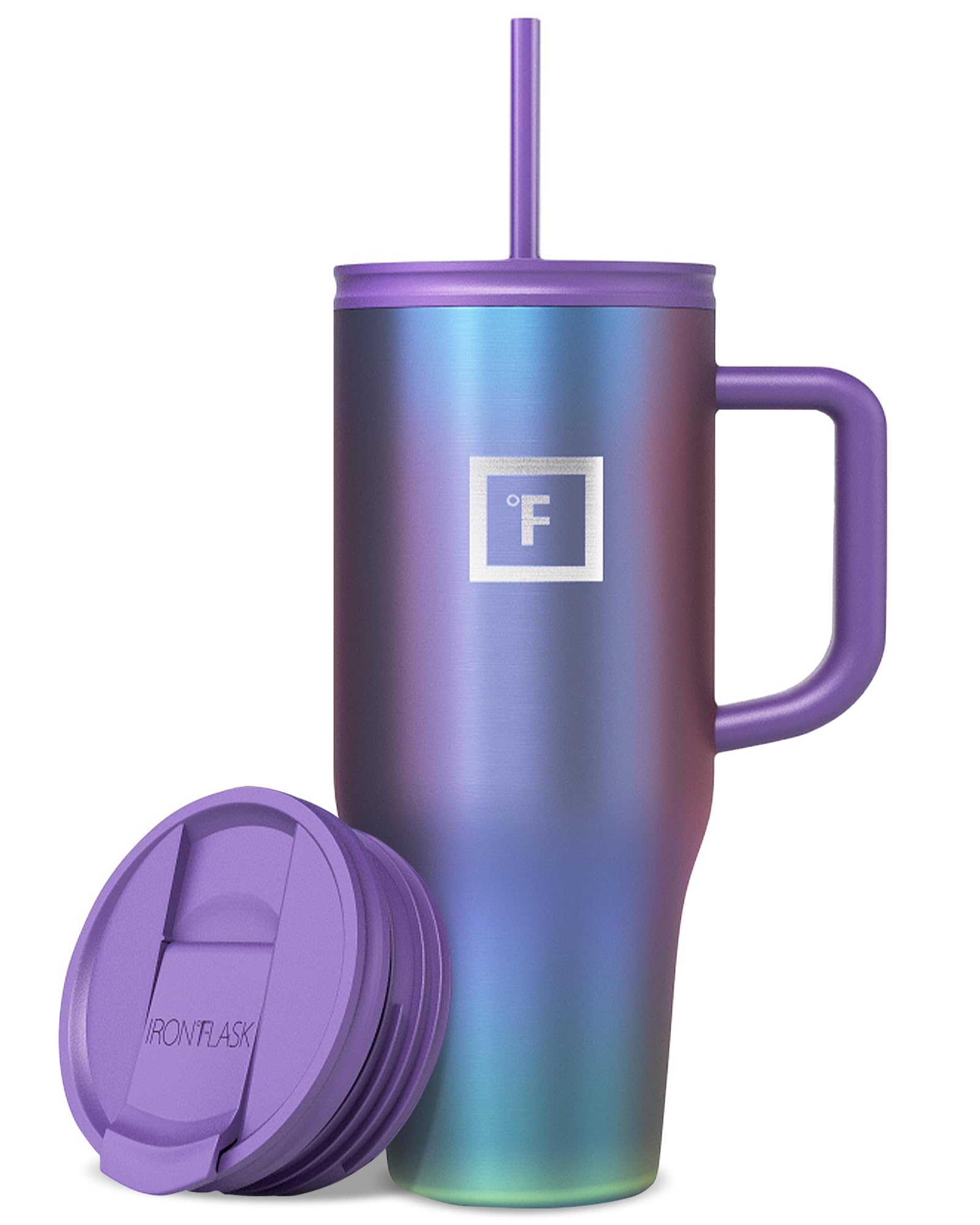 IRON °FLASK Co-Pilot Aurora 32oz con pajilla para bebidas frías y refrescantes.