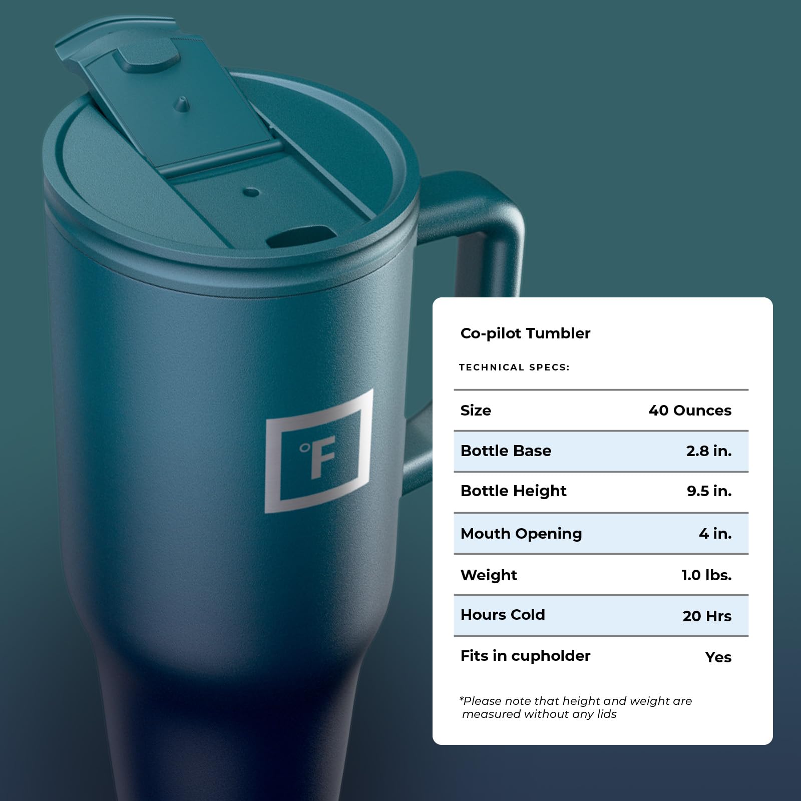 IRON °FLASK Co-Pilot capacidad de 40 onzas para largas jornadas