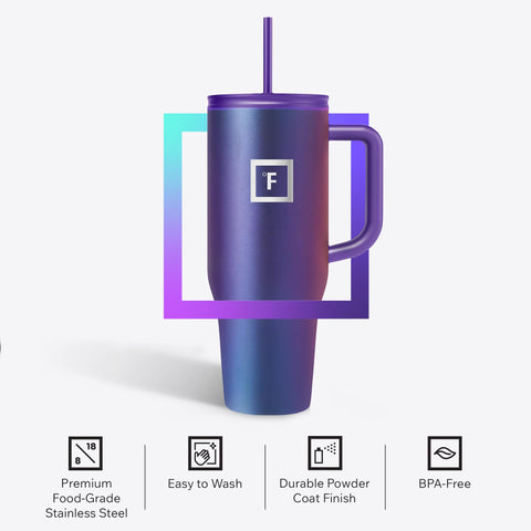 Iron Flask Co-Pilot, tapa con pajilla, cómodo para beber en movimiento.