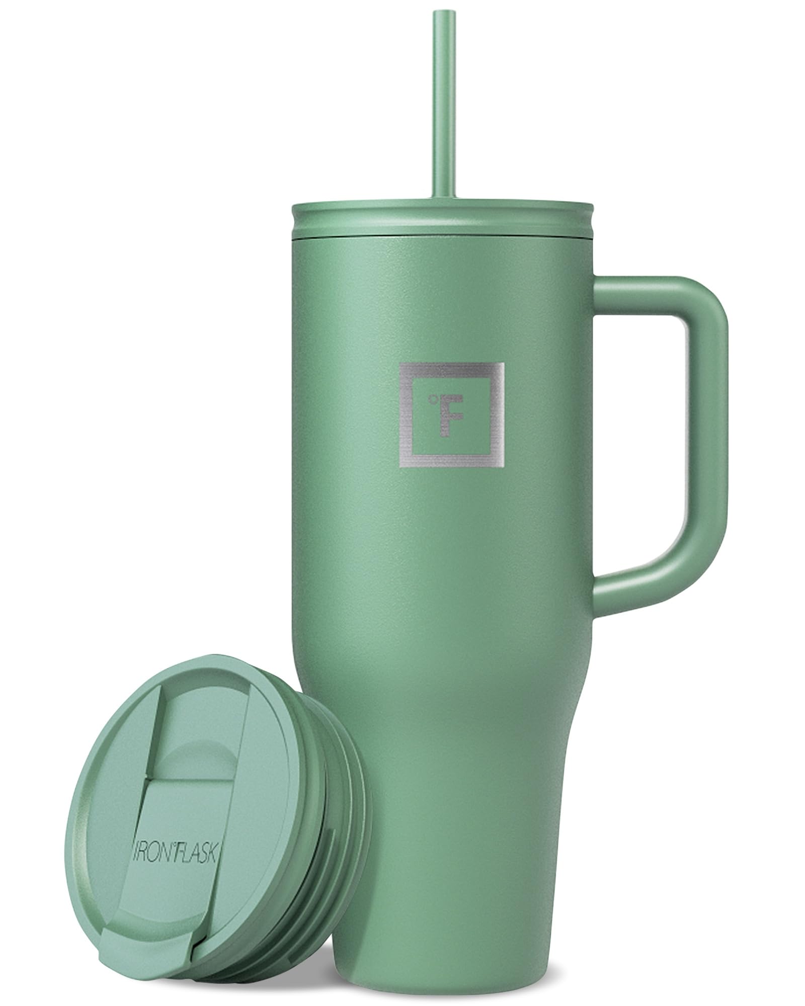 IRON °FLASK Co-Pilot, taza aislada con pajita para bebidas frías o calientes