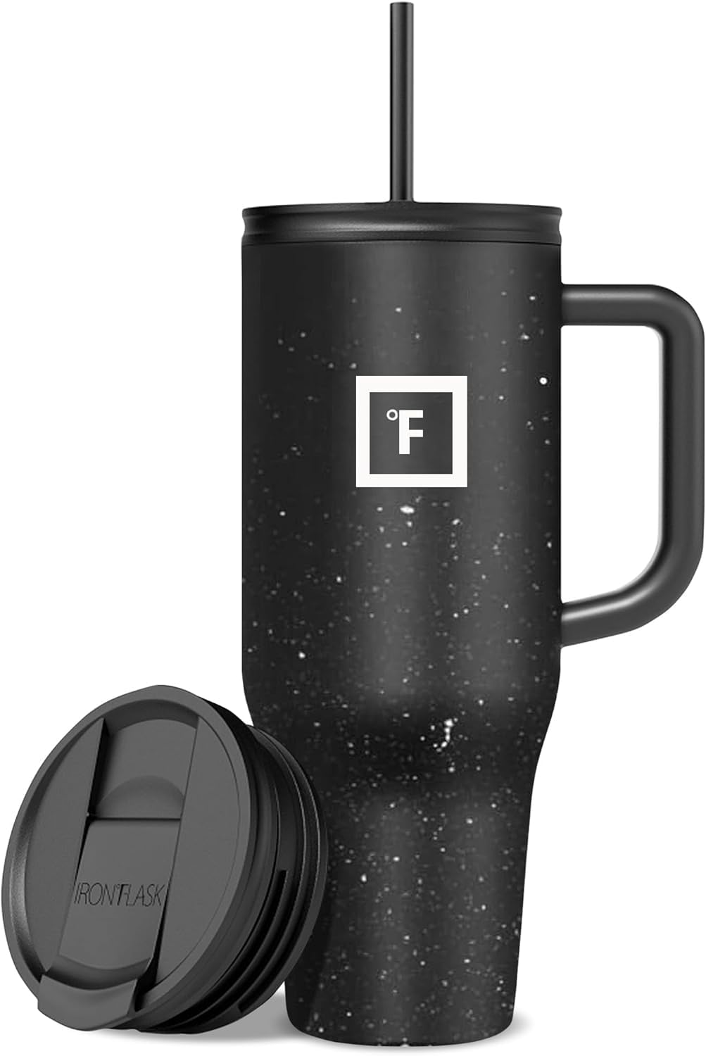 IRON °FLASK Co-Pilot con pajilla, ideal para bebidas calientes o frías.