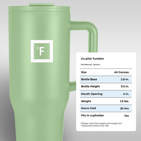 Vaso IRON °FLASK Co-Pilot de 40 onzas para largas jornadas.