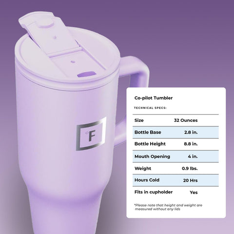 IRON °FLASK Co-Pilot viaje-lavanda: compañero ideal para rutas diarias.