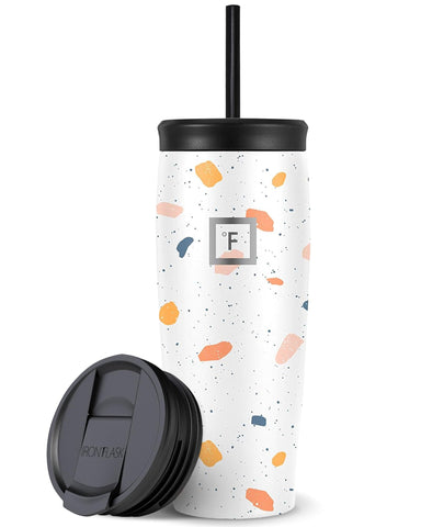 IRON °FLASK Nomad Tumbler Terrazzo 20oz frente: diseño duradero y frío estable.