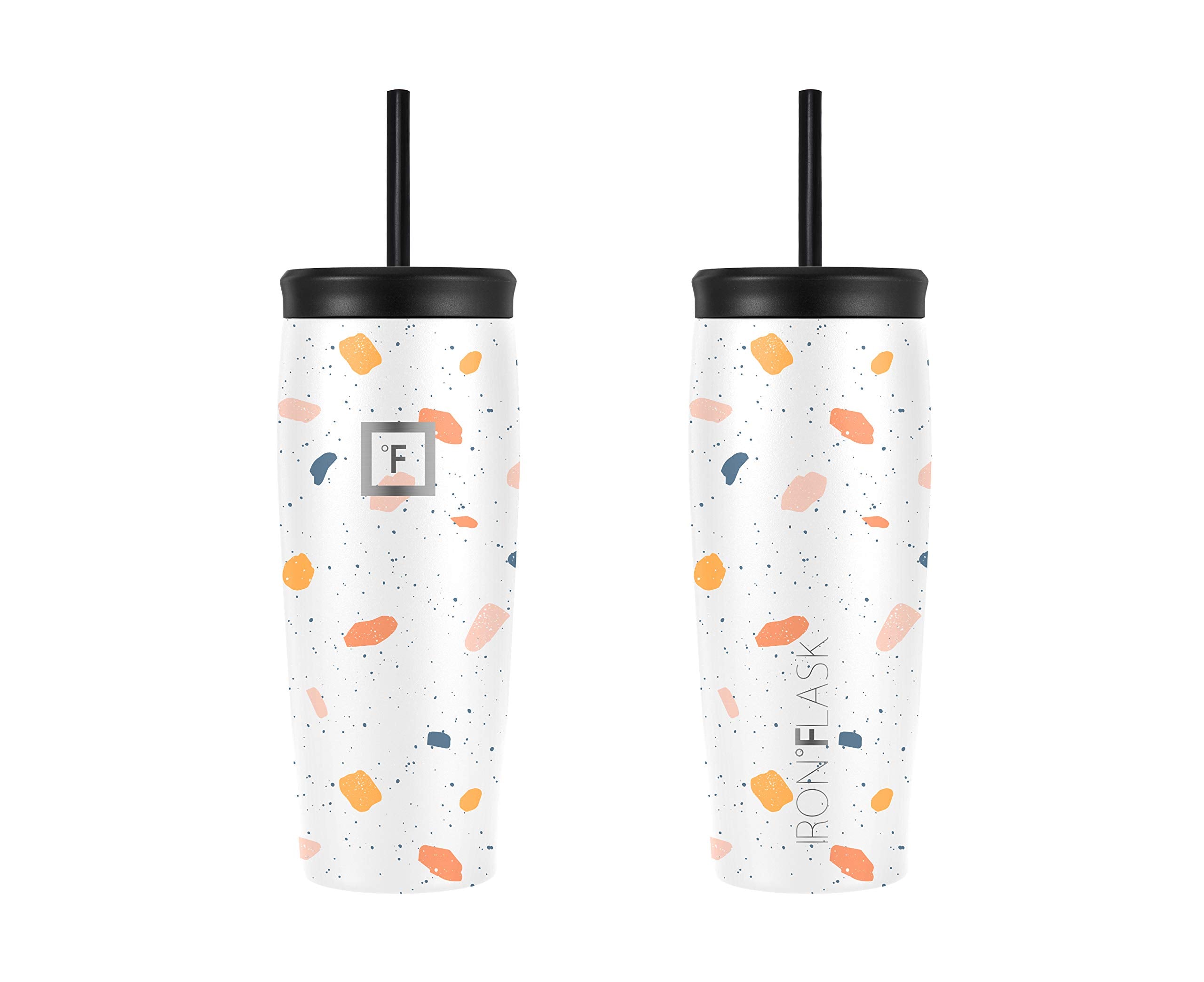 IRON °FLASK Nomad Tumbler Terrazzo 20oz tapa-impermeable, evita derrames en movimiento.