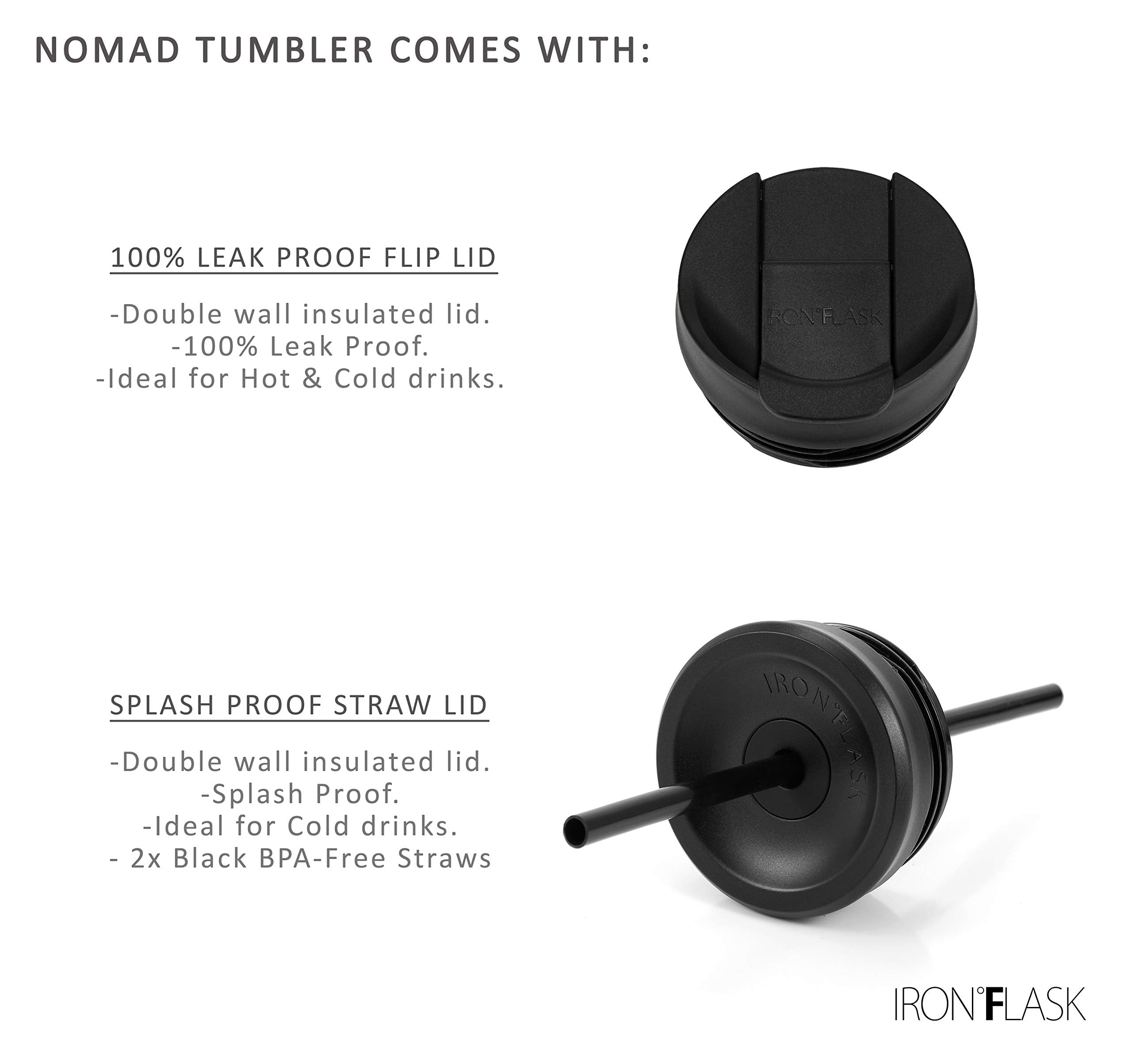 IRON °FLASK Nomad Tumbler Terrazzo 20oz acero 18/8, sabor neutro y duradero.