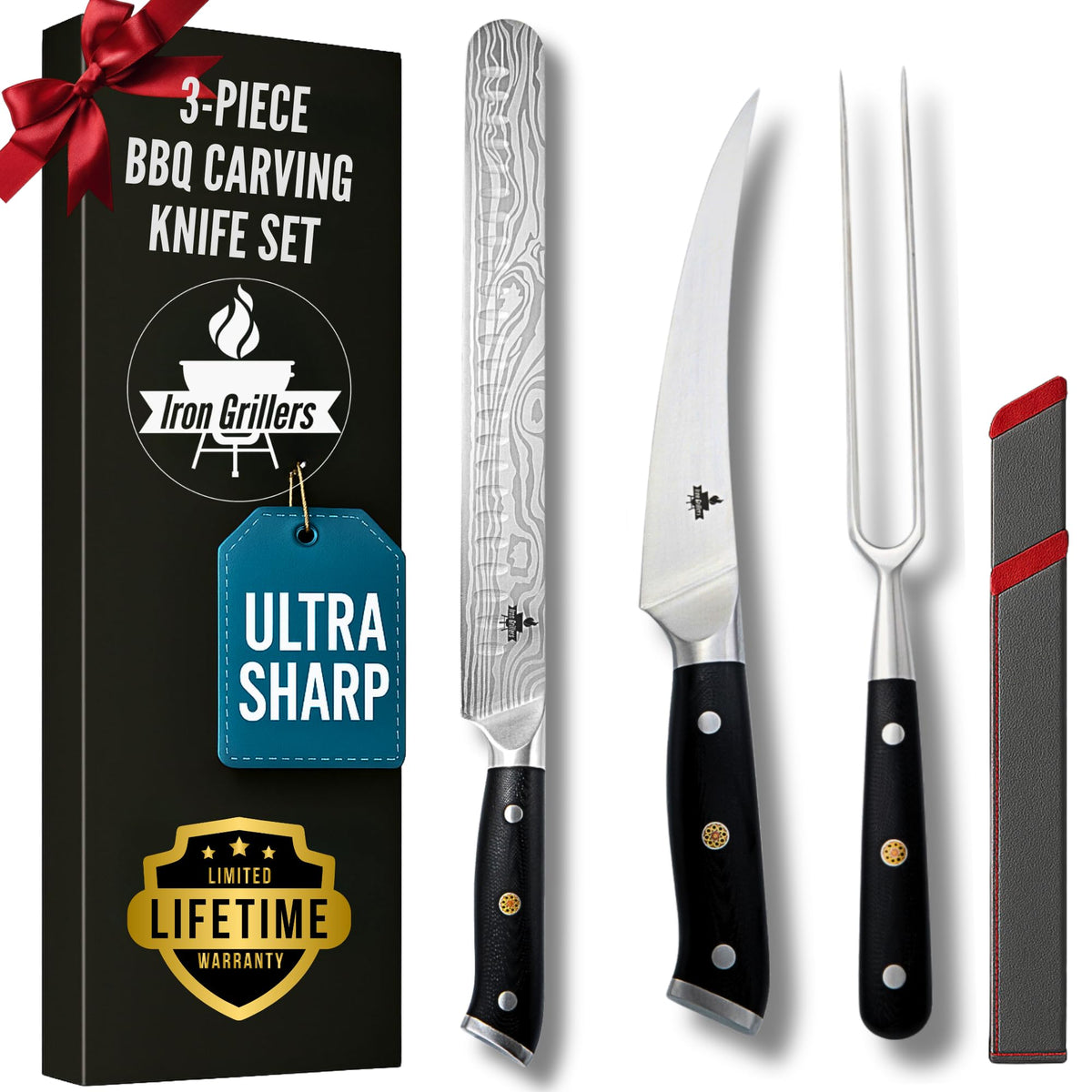 Cuchillo Iron Grillers para rebanar pecho de res, filo preciso.