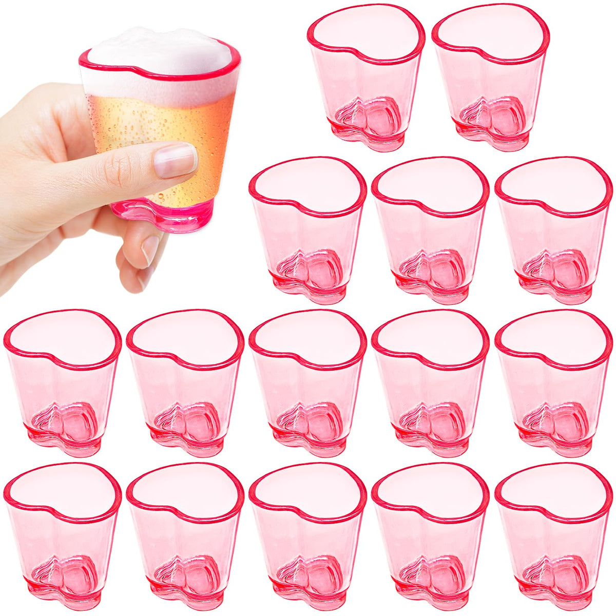 Irrmshr 16 vasos chupito corazón rosa para reuniones