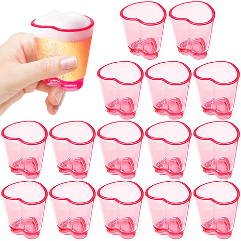 Irrmshr 16 vasos chupito corazón rosa para reuniones