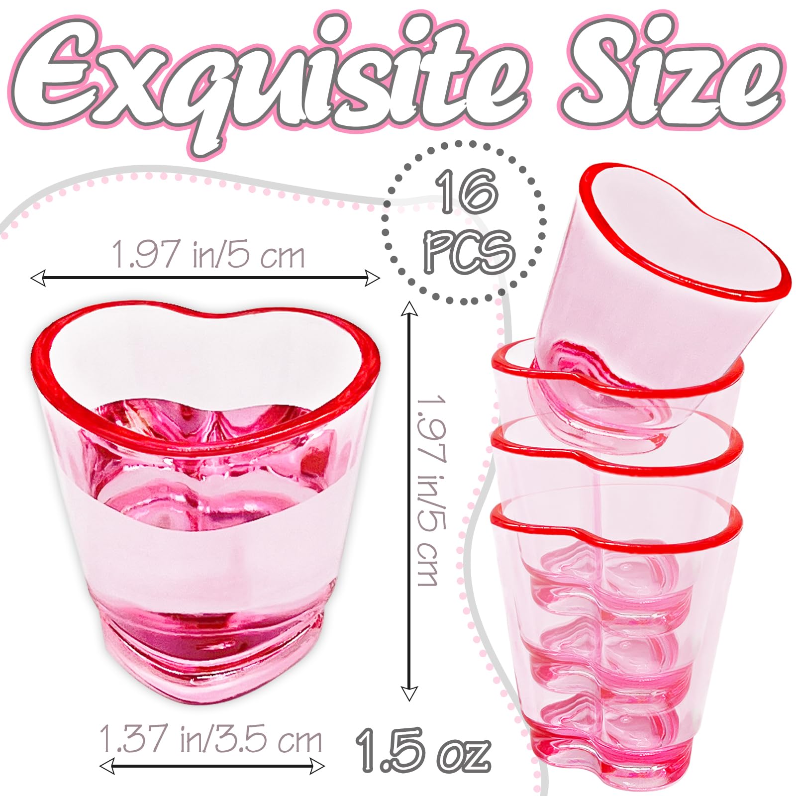 Irrmshr chupito corazón rosa 1,5 oz para degustaciones