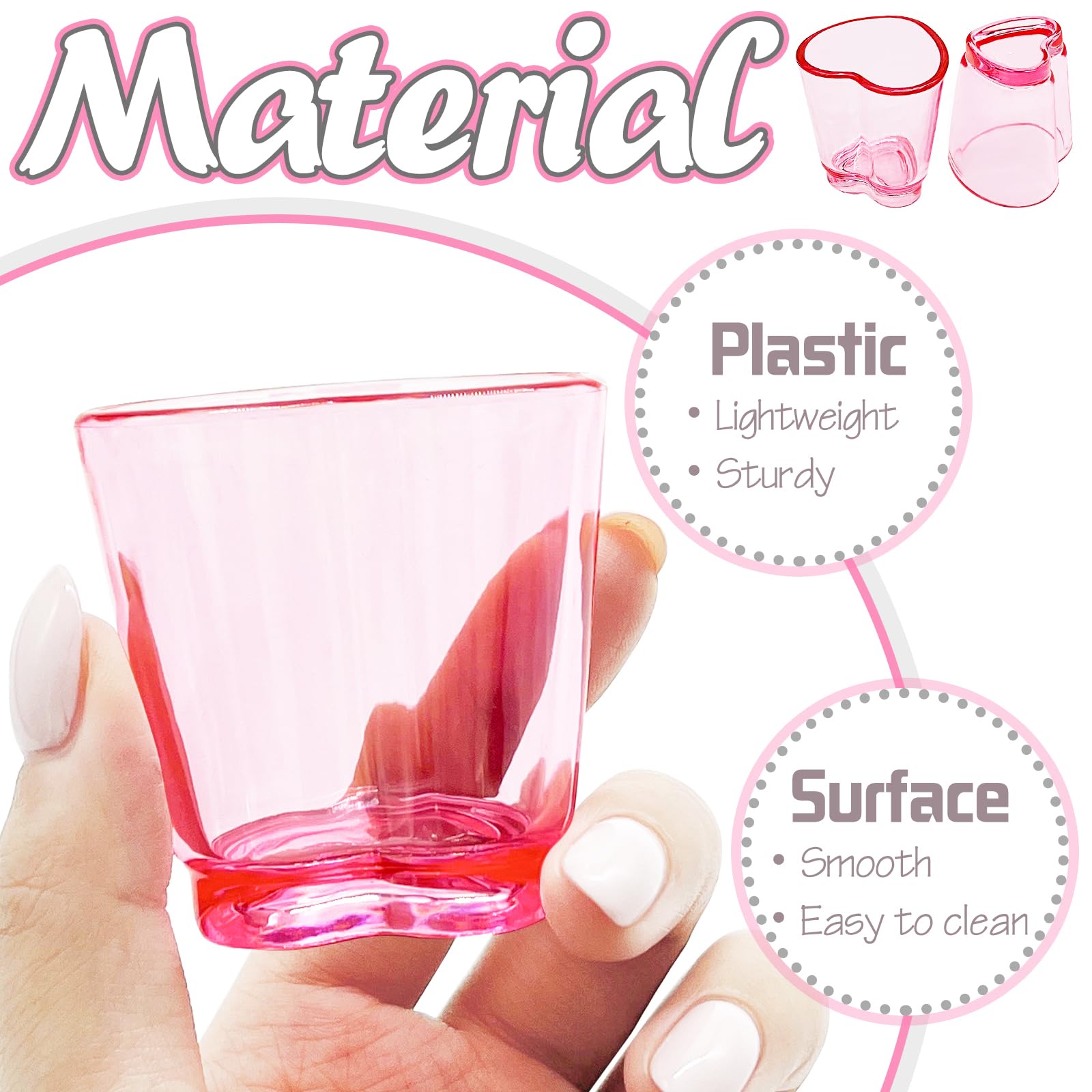Irrmshr diseño corazón rosa; vaso plástico estable y duradero