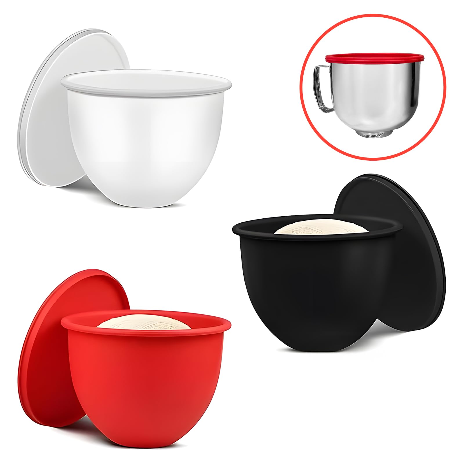 ishenkea forro tazon silicona 5qt kitchenaid con tapa roja, uso versátil