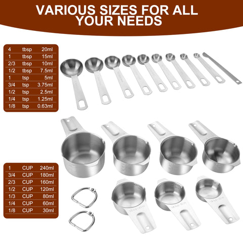 isheTao tazas medidoras de acero inoxidable 18/8, duraderas y fáciles de leer