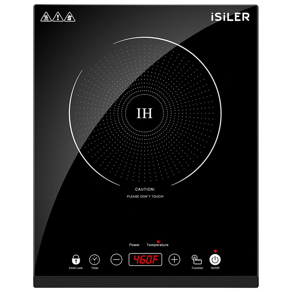 ISILER placa de inducción portátil con panel táctil, calentamiento rápido para cocinas pequeñas.