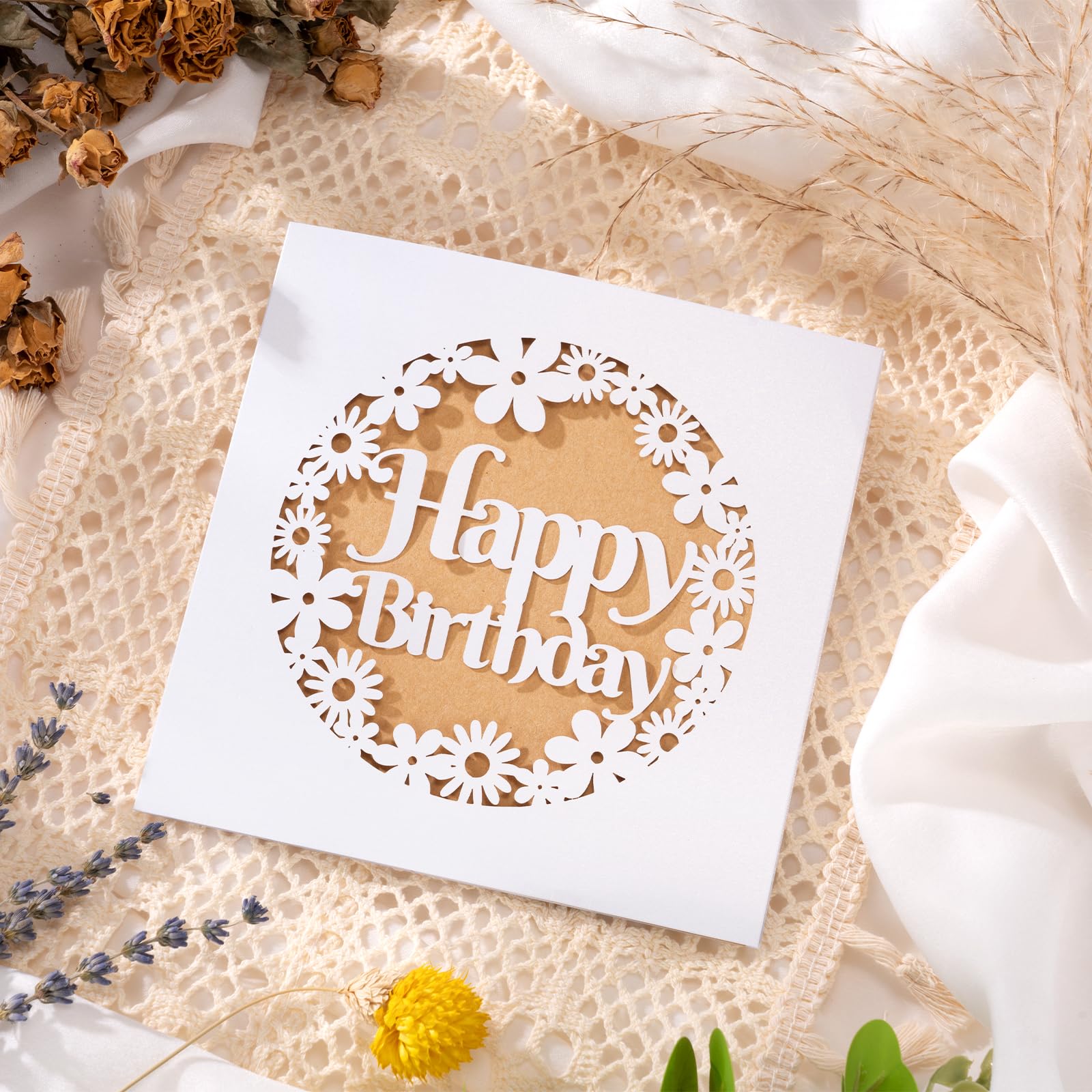 Isolune tarjeta de cumpleaños recortada para mensaje