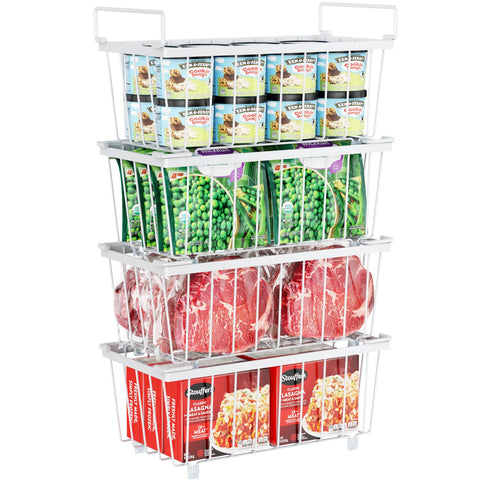 iSPECLE cestas-congelador-apilables-4-piezas permiten ordenar y acceder rápido a alimentos.