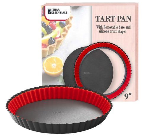 ISRAA ESSENTIALS tarta acanalada 9-pulgadas con base removible para desmoldado limpio