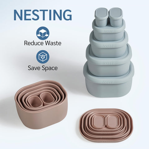 ISSEVE recipientes de silicona 10 oz con tapas herméticas para porciones