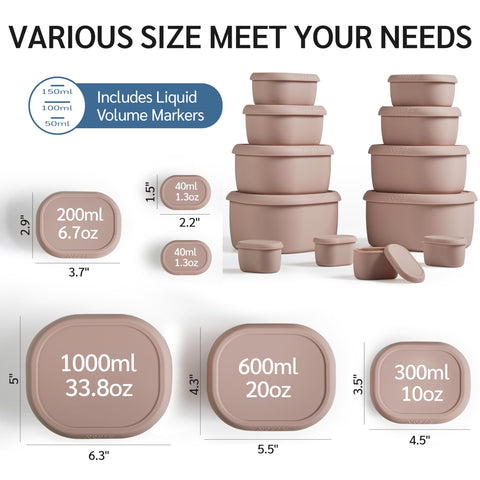 ISSEVE recipientes de silicona 6,7 oz con tapas para snacks