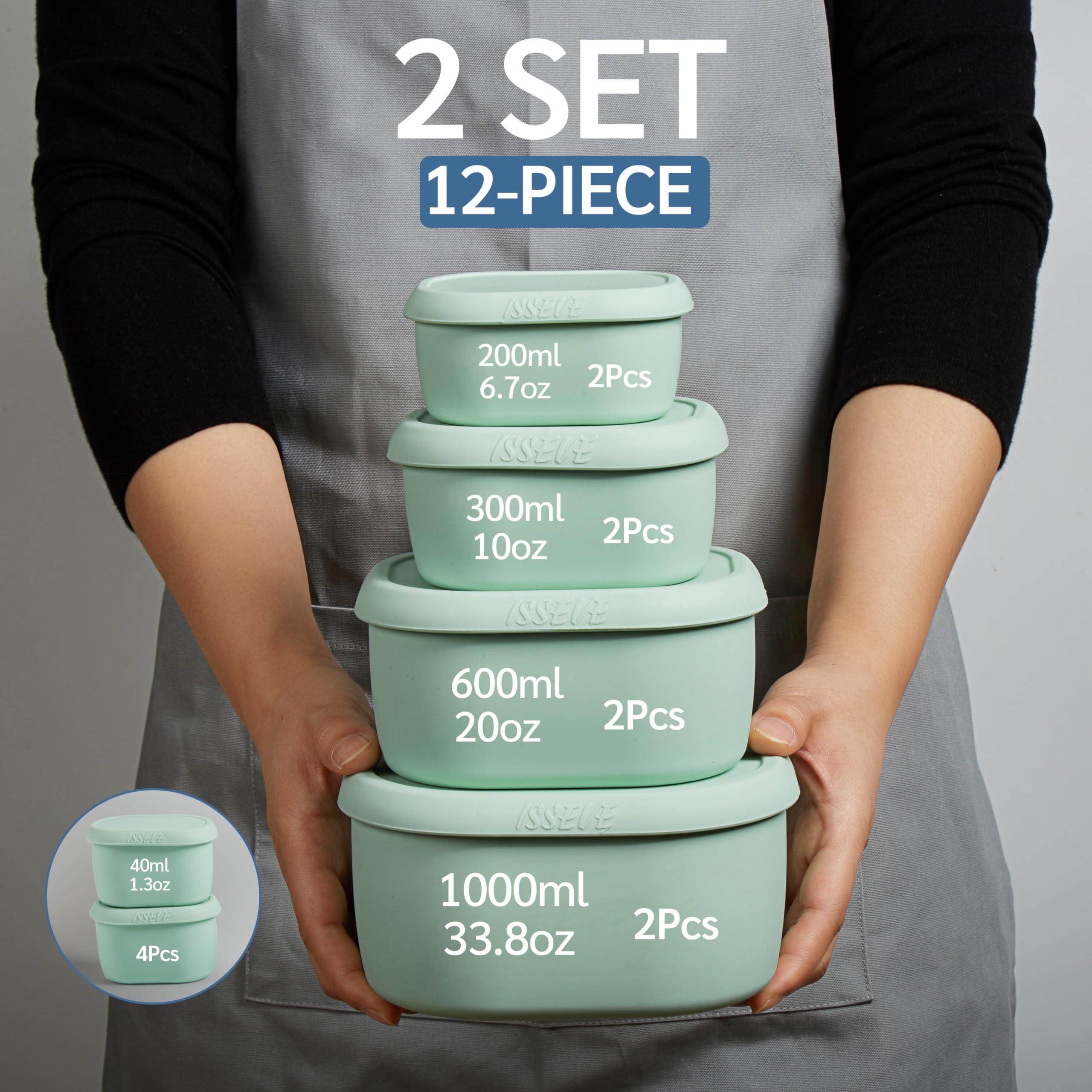Contenedor ISSEVE de 33.8 oz para porciones generosas de comida preparada.